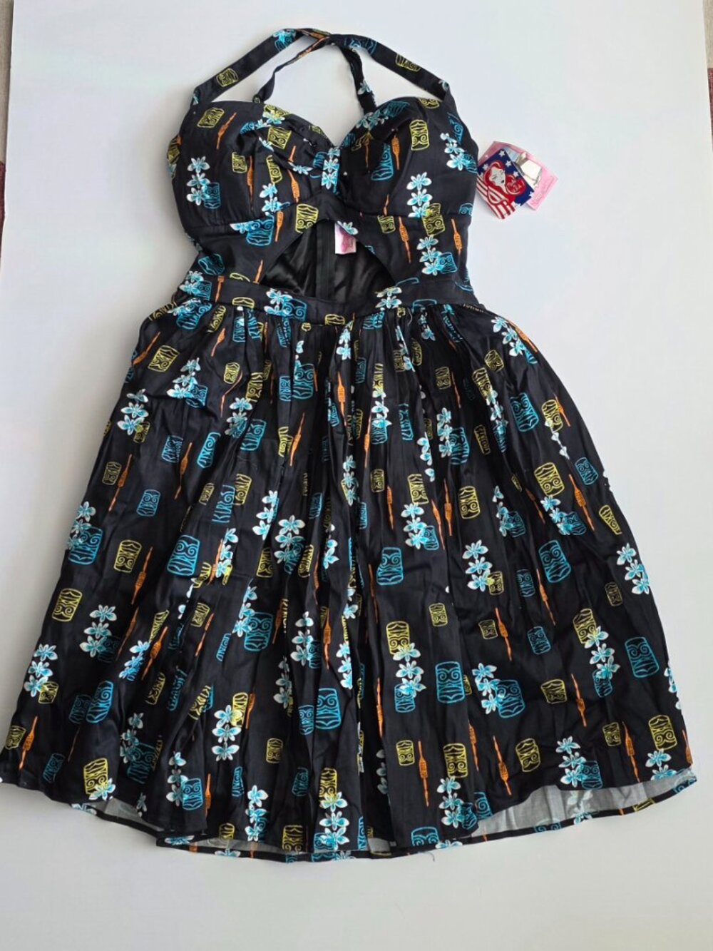 Pinup Couture Renee Dress in Orange Tiki Print XL NWT UNICORN - Picture 3 of 3